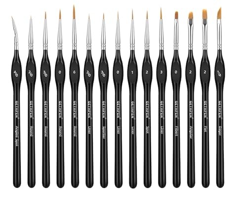Extreme Detail Paint Brush Set, 15pcs Miniature & Micro Brushes for Fine