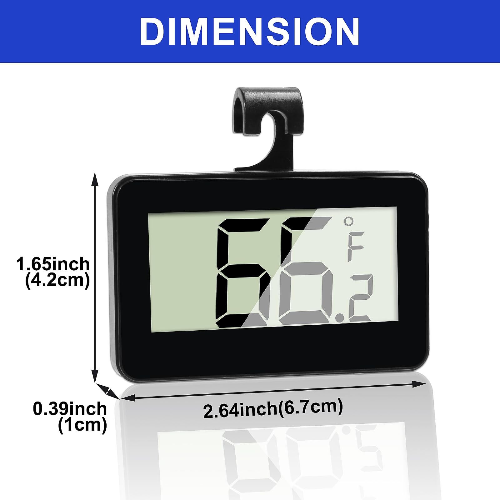 2Pcs Digital Refrigerator Fridge Thermometer Mini Freezer Black