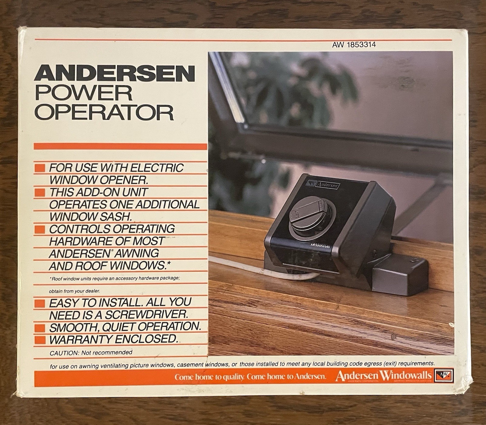 Andersen Electric Skylight Power Operator 1853314 Venting Roof/Awning Window NOS