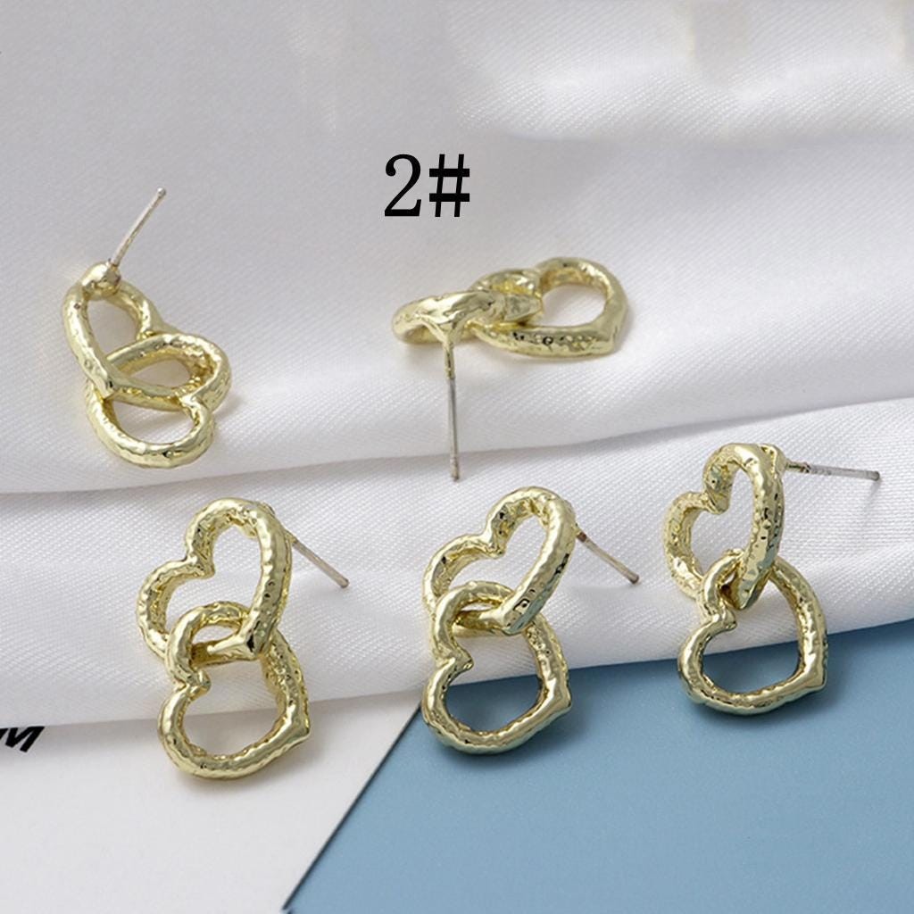 4Pairs Gold Plated Alloy Stud Link Earrings Connector Component GJS641 2