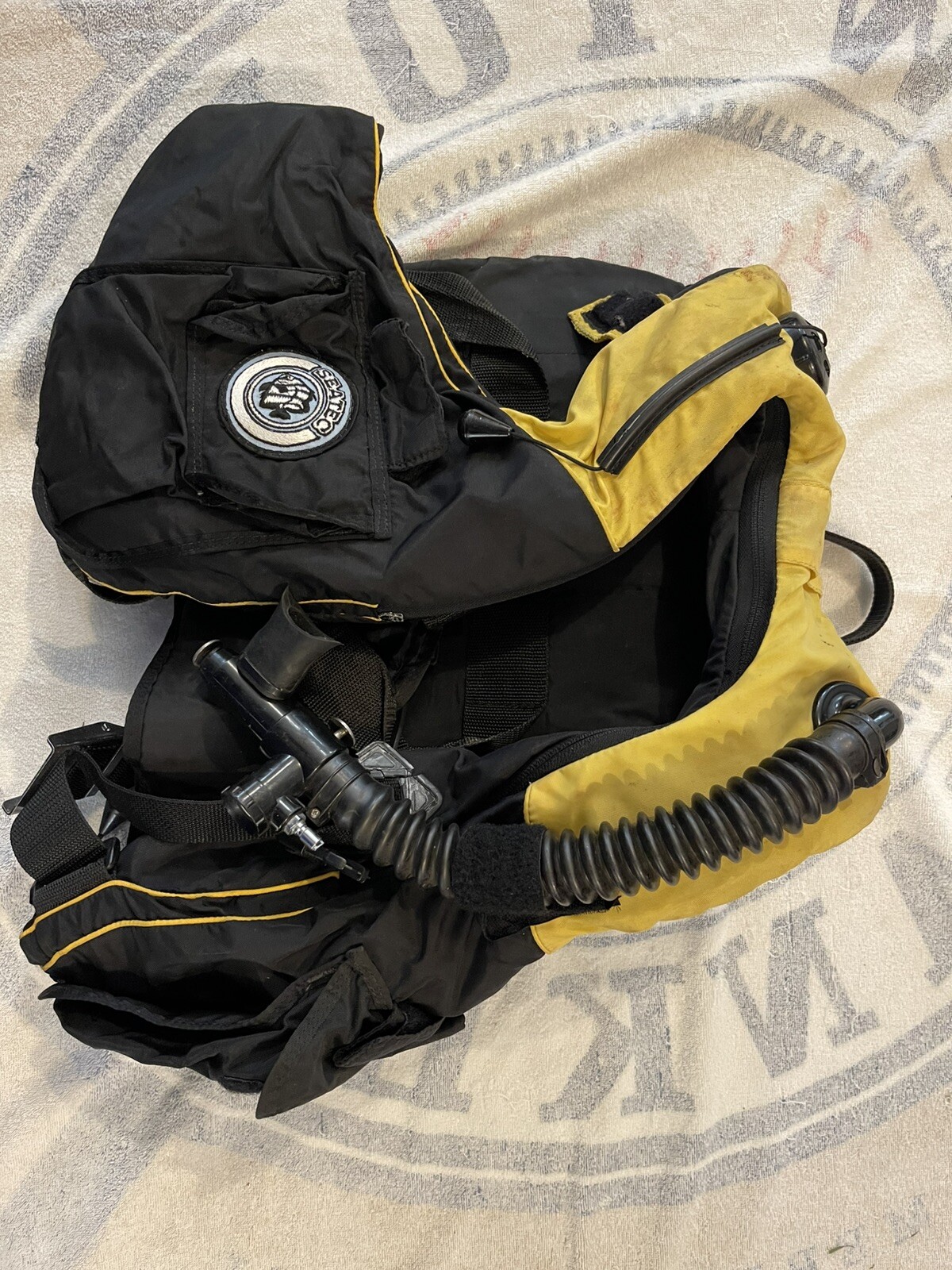 Vintage Seatec Diving Vest Scuba Diving Buoyancy Yellow/Black - Medium