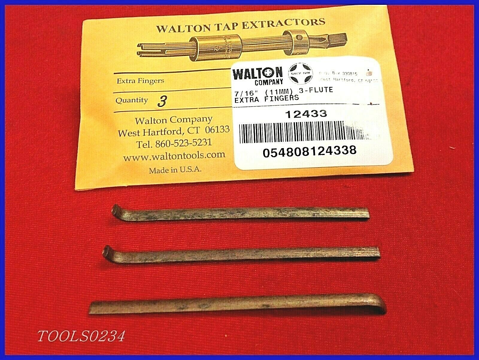 7/16 x 3 Flute Walton 12433 Extractor Replacement Fingers Set of 3 Tap USA