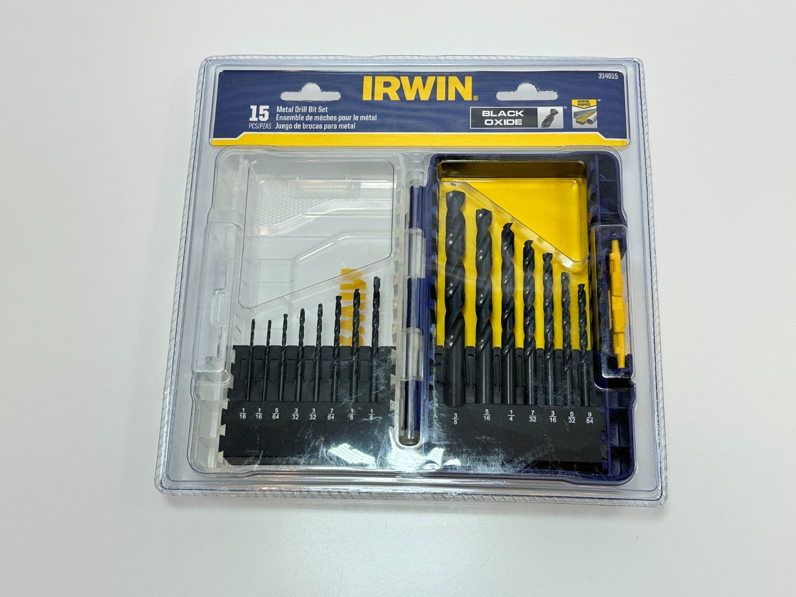 NEW IRWIN Tools Black Oxide Metal Drill Bit Set 15-Piece # 314015 w/ Hard Case
