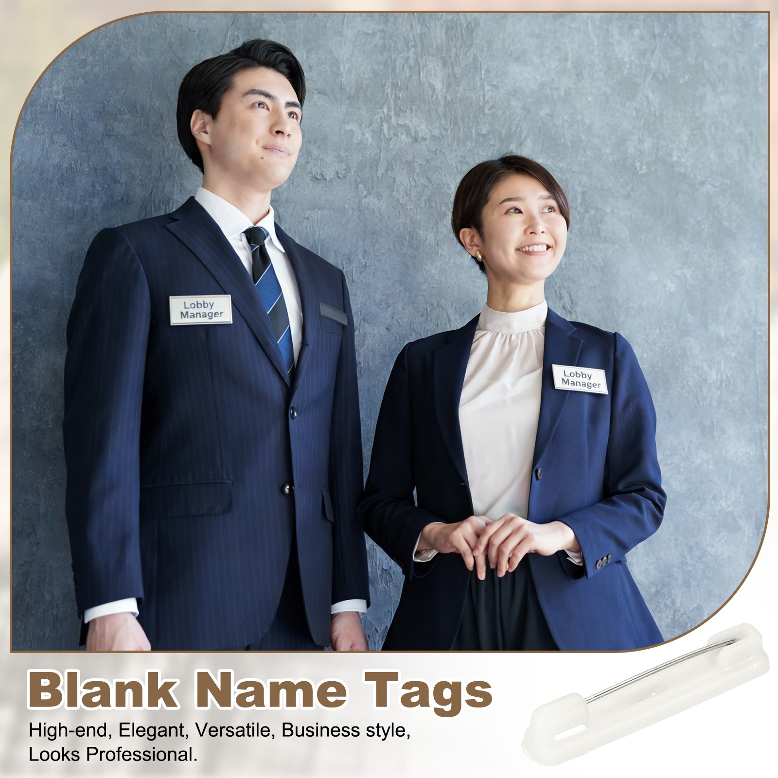 10 Pcs Blank Name Tags 1.2 Inch Name Tag Pin Bulk for Office, White