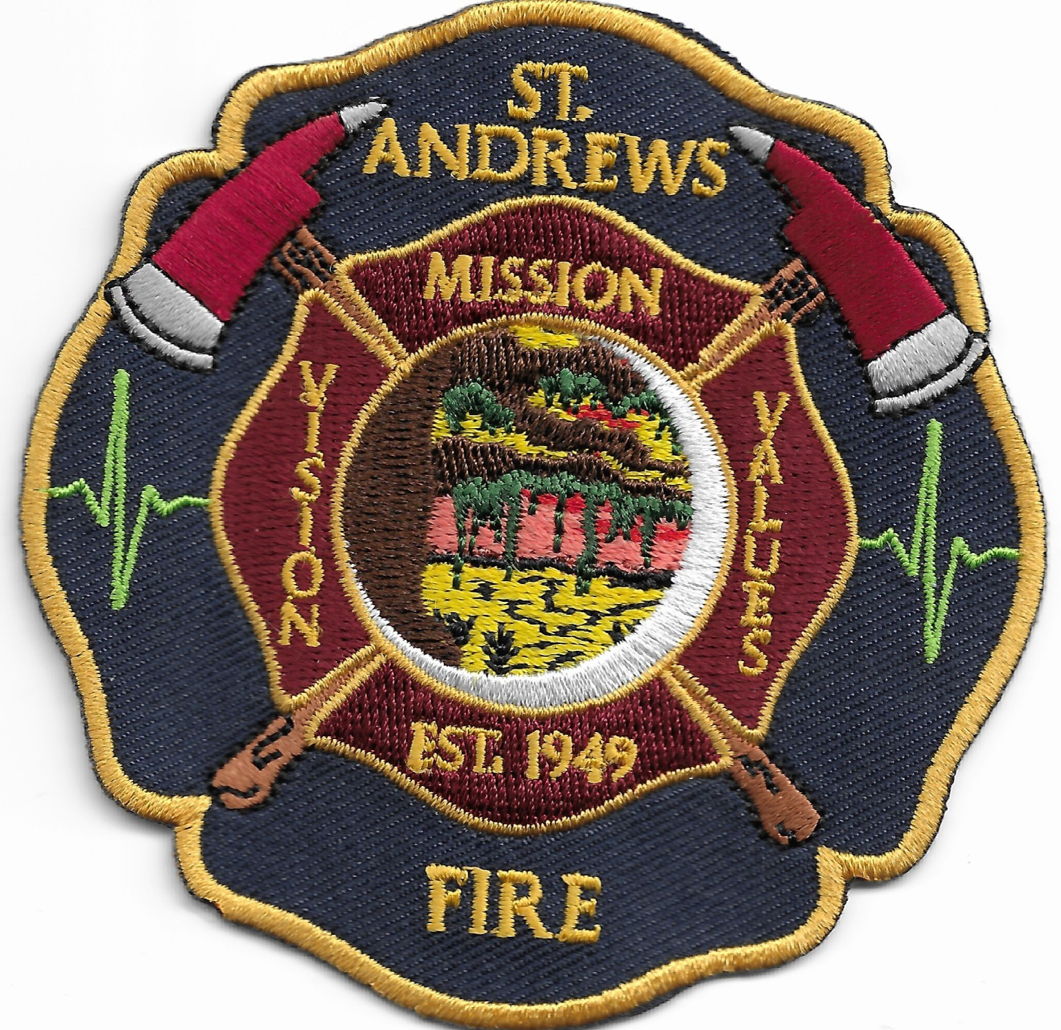 St. Andrews, SC  "Mission- Vision-Values"  (3.5" x 3.5"  small size) fire patch