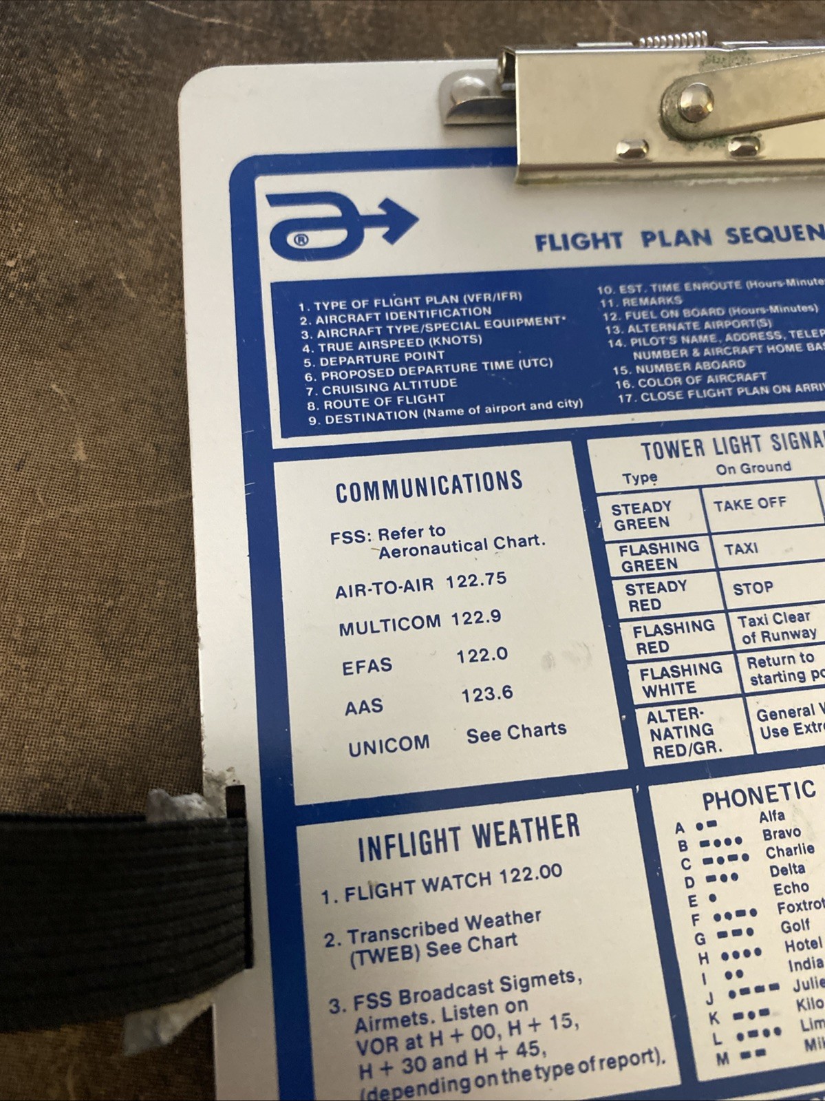 APR 0-100 VFR FLIGHT ORGANIZER- KNEE BOARD - 1986 - Nice Shape