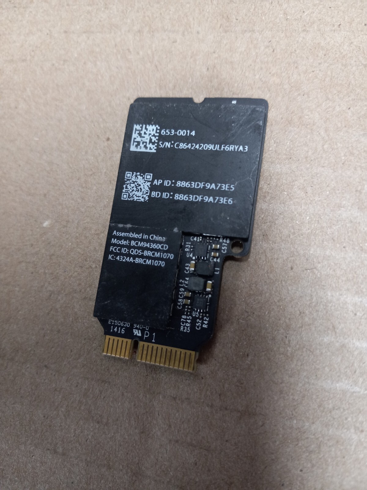 OEM Apple iMAC A1419 A1418 2013 WiFi BlueTooth Card BCM94360CD 653-0014