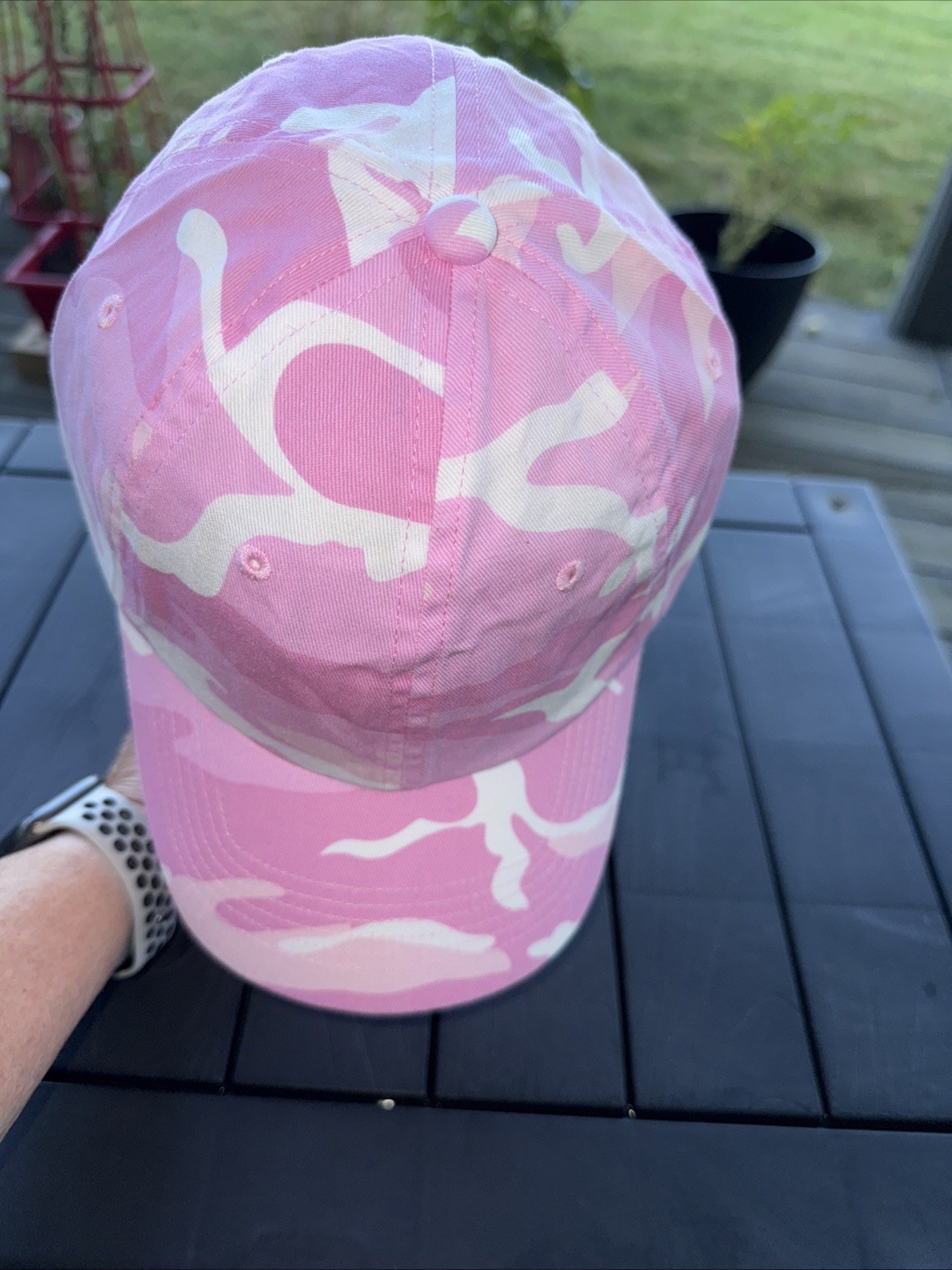 Pinks White Camouflage Lite weight Cotton Hat Cap Hook Loop OSFA Port Authority