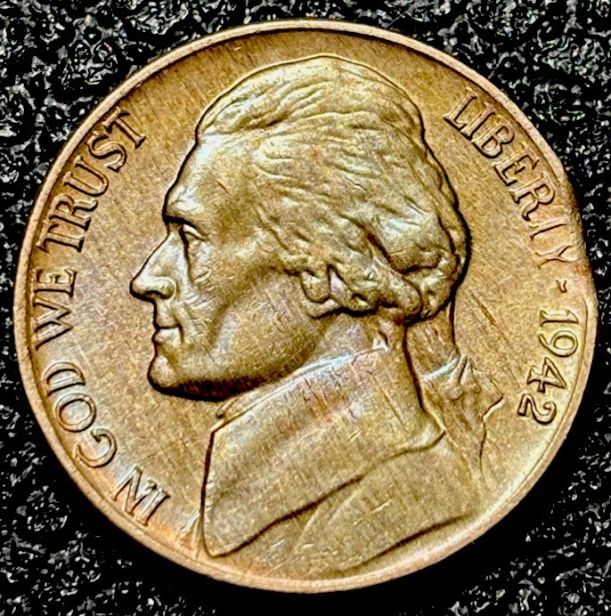 1942-p TYPE 1 FULL STEPS ERROR Jefferson Nickel CLIPPED PLANCHET ERROR!!!!