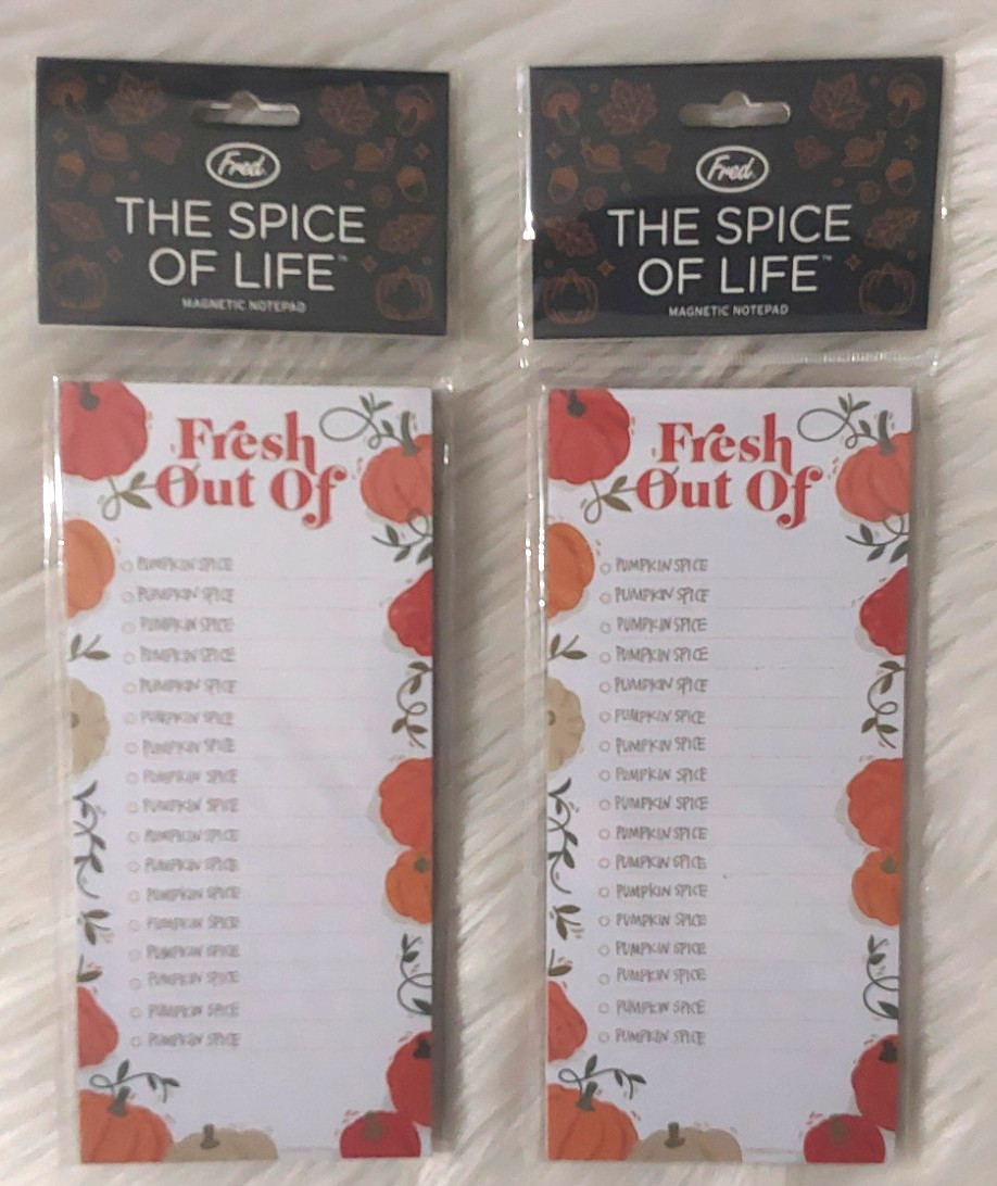 Fresh Out Of PUMPKIN SPICE Lot ×2 Magnetic Notepads, Fall, NIP/Sealed, NEW! Bogo