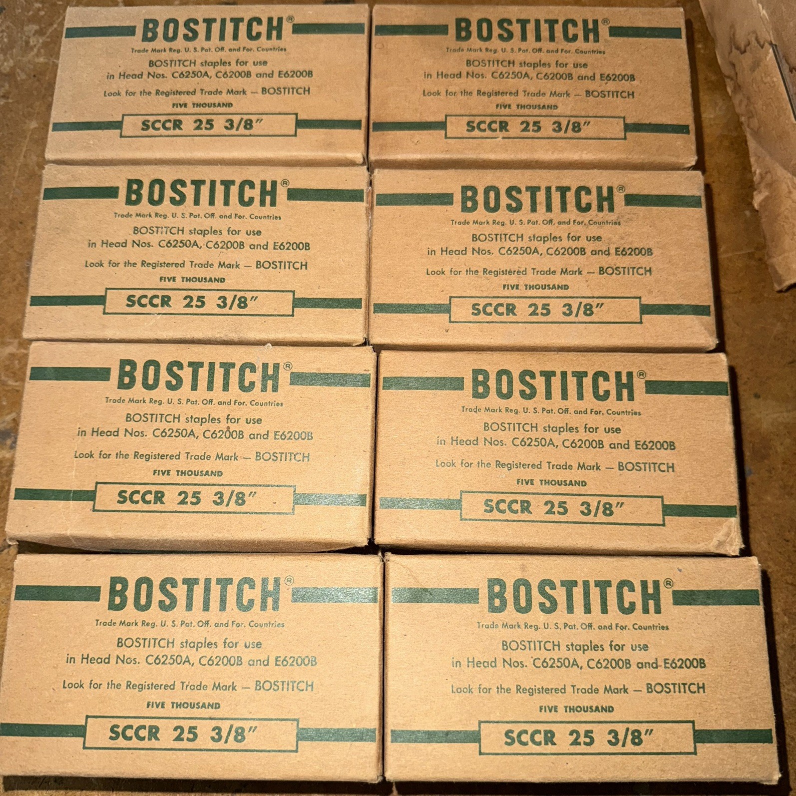 8 Boxes Bostitch Staples SCCR 25 3/8" ~ Box of 5000
