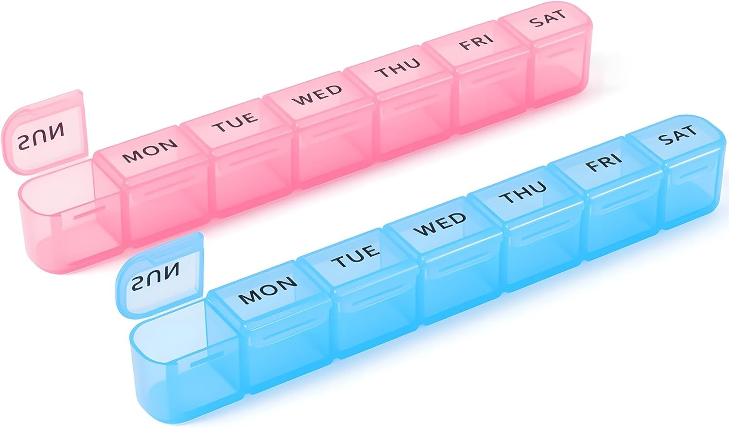 Daviky 2 Pack Weekly Pill Organizer, Large Pill Box 7 Day, AM PM Travel Medicine