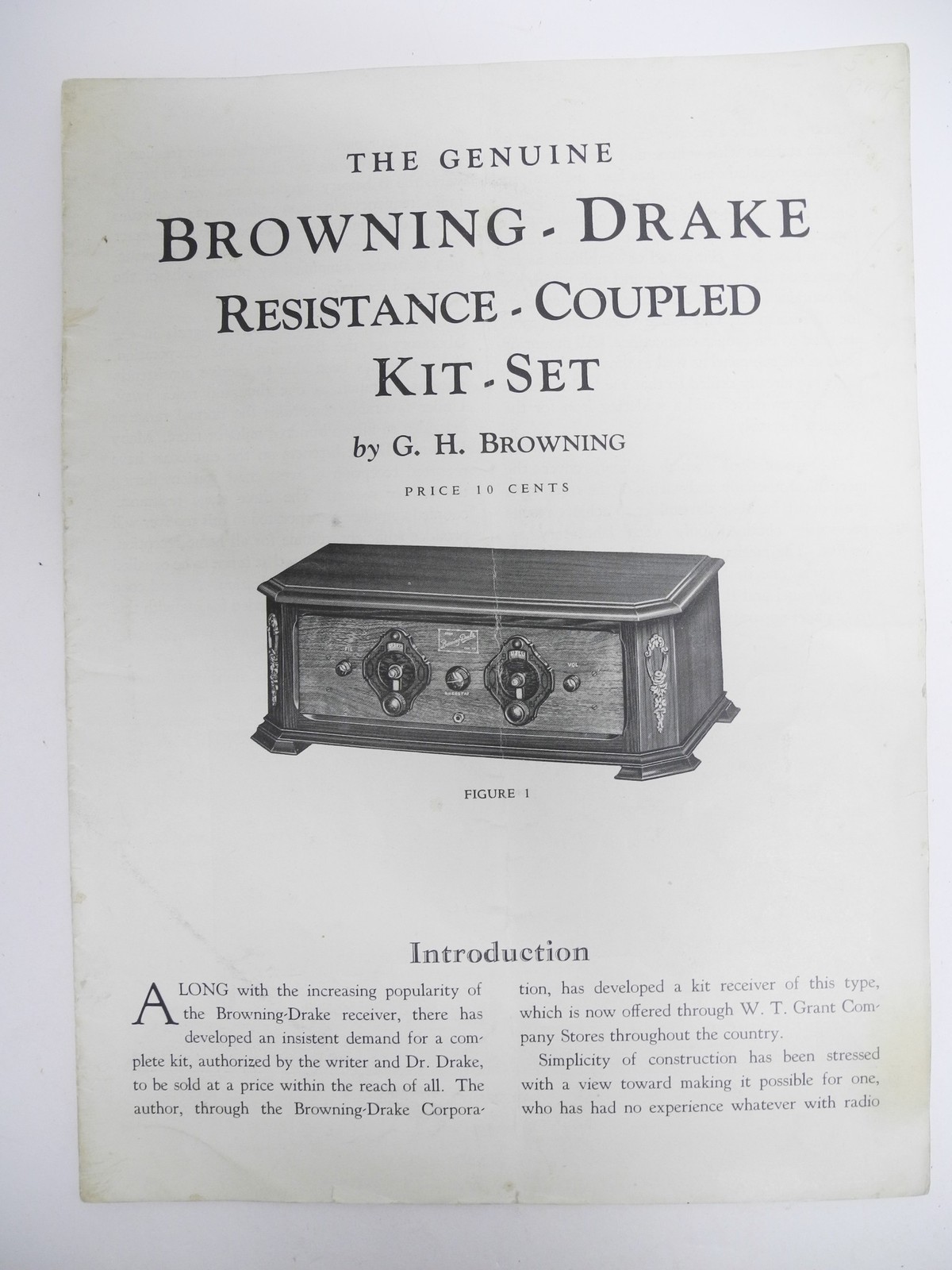 1920's Browning Drake Resistance Coupled Kit Tube Radio Original Instructions