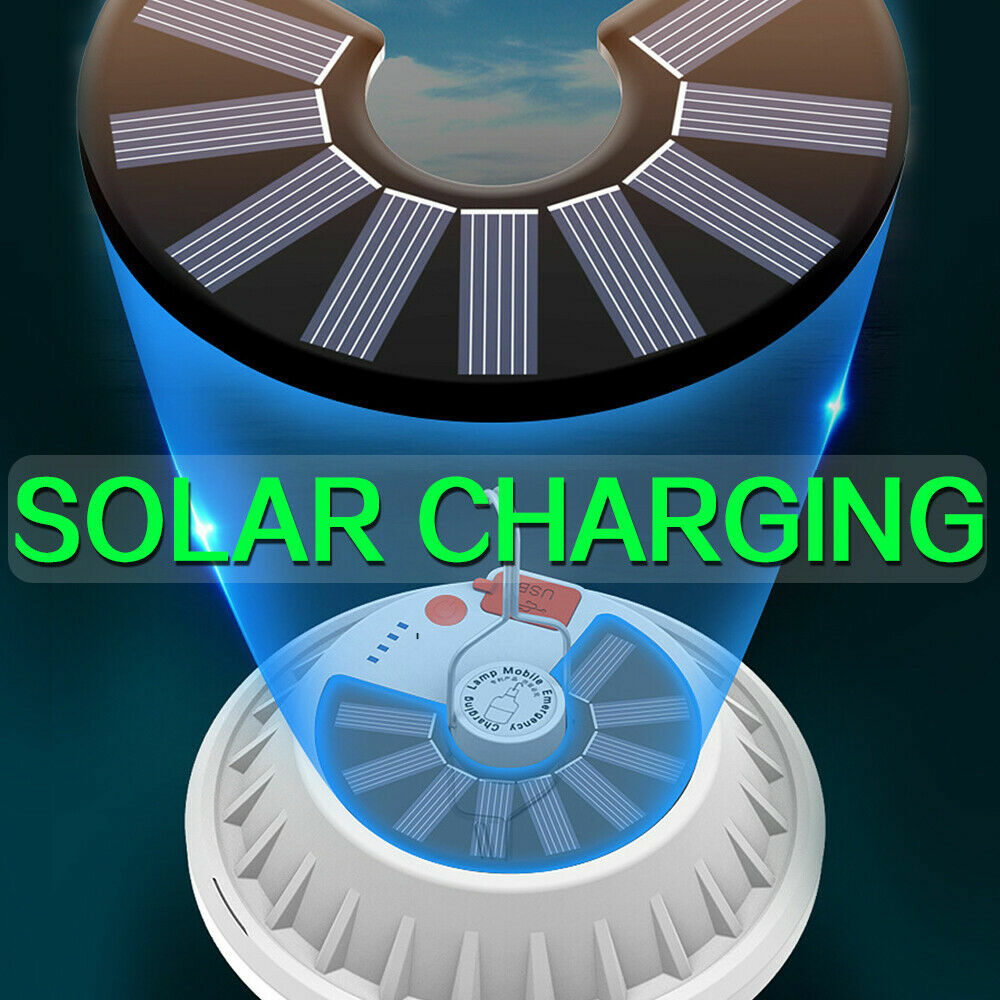 Solar/USB Rechargeable 120LED Camping Light Tent Flashlight Hiking Lantern Lamp