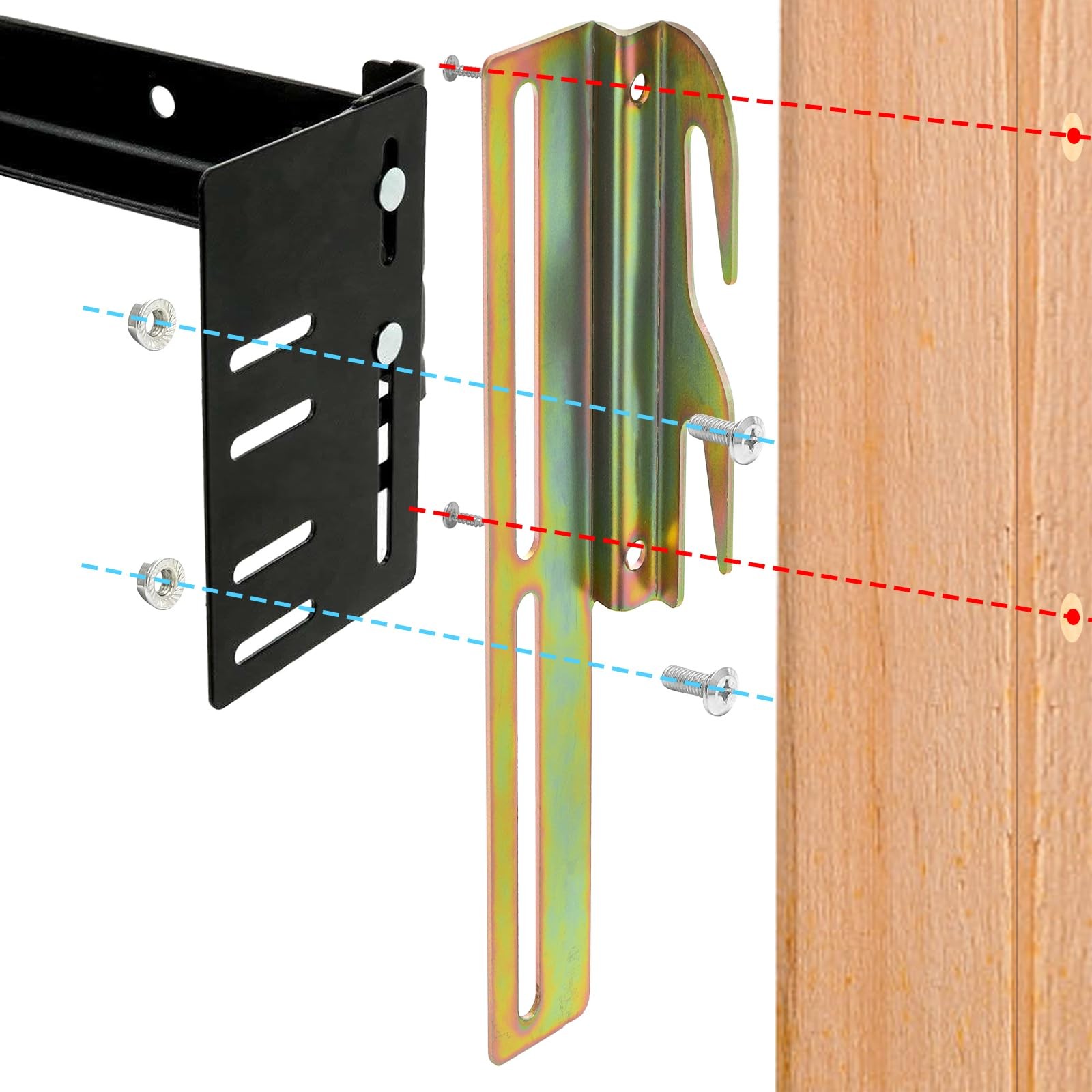 Set of 4 Bed Frame Conversion Brackets, Bolt On to Hook On Headboard Adapter ...
