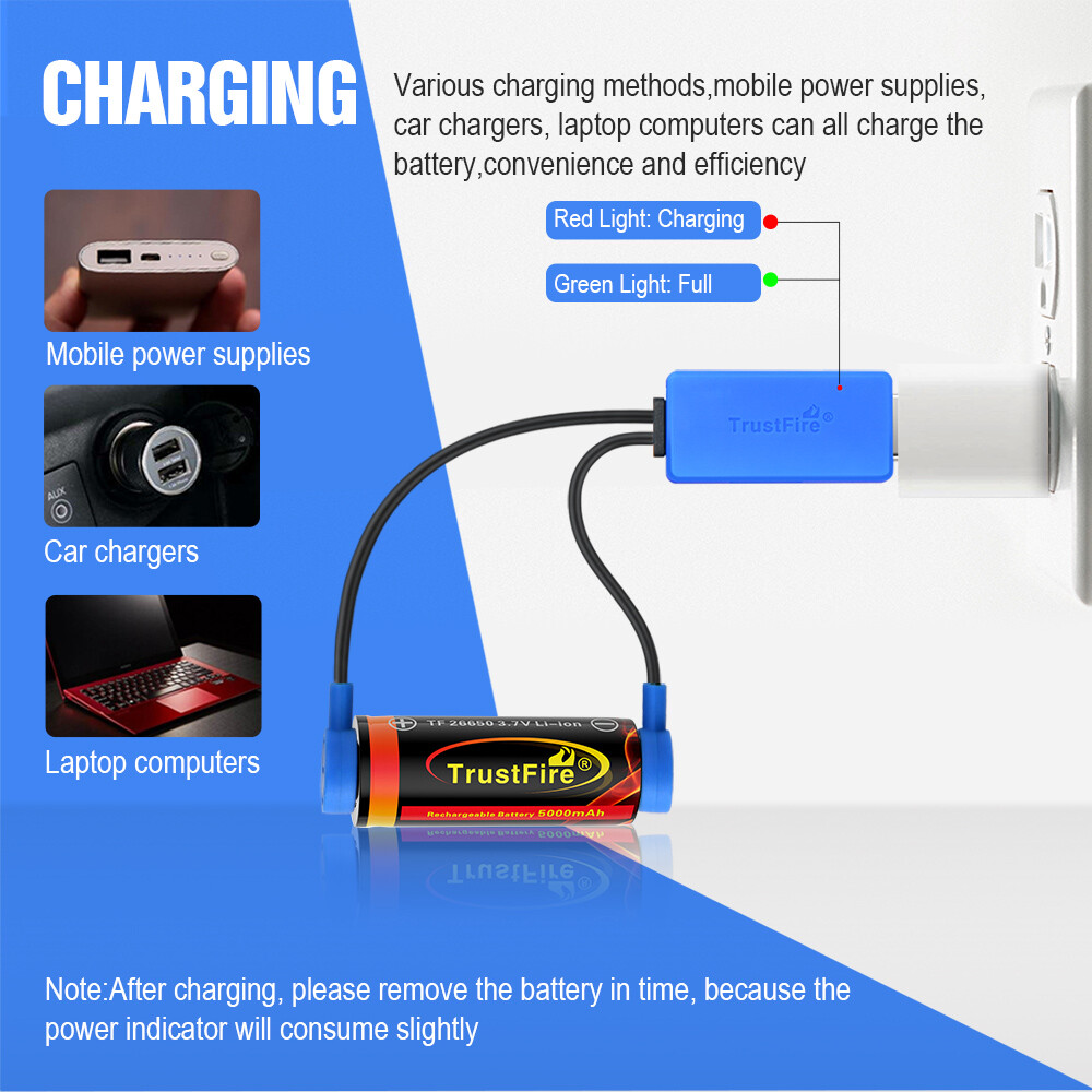Magnetic USB Charger fr 16500/14500/26650/16340 Lithium Li-Ion Battery Universal