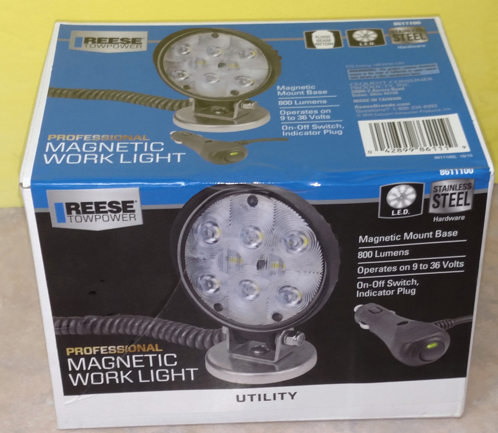 Reese Professional Magnetic LED Work Light, 800 Lumens 8611100 Brand New