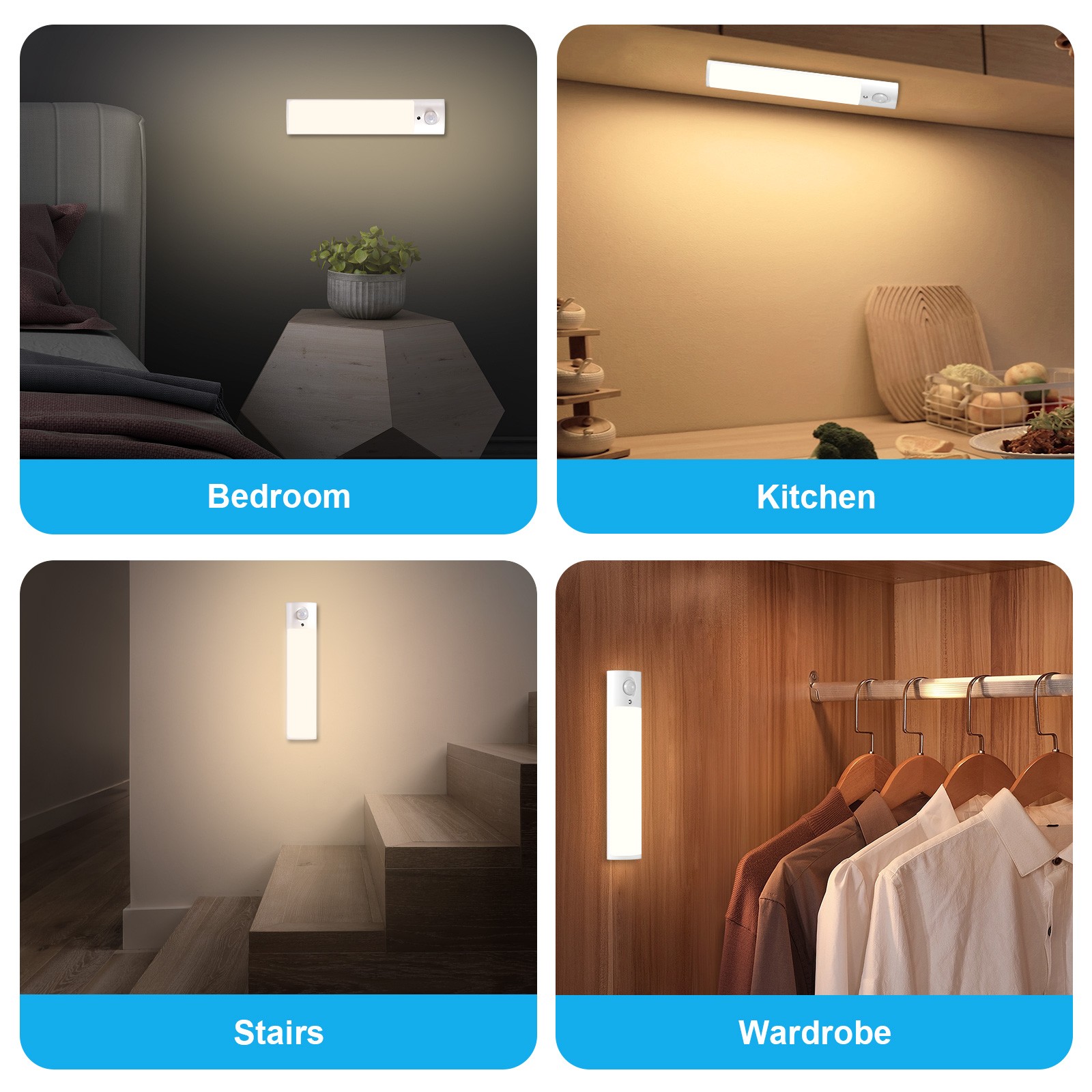 Dual Pack PIR Trigger Magnetic USB LED Light For RV Kitchen Storage Lighting