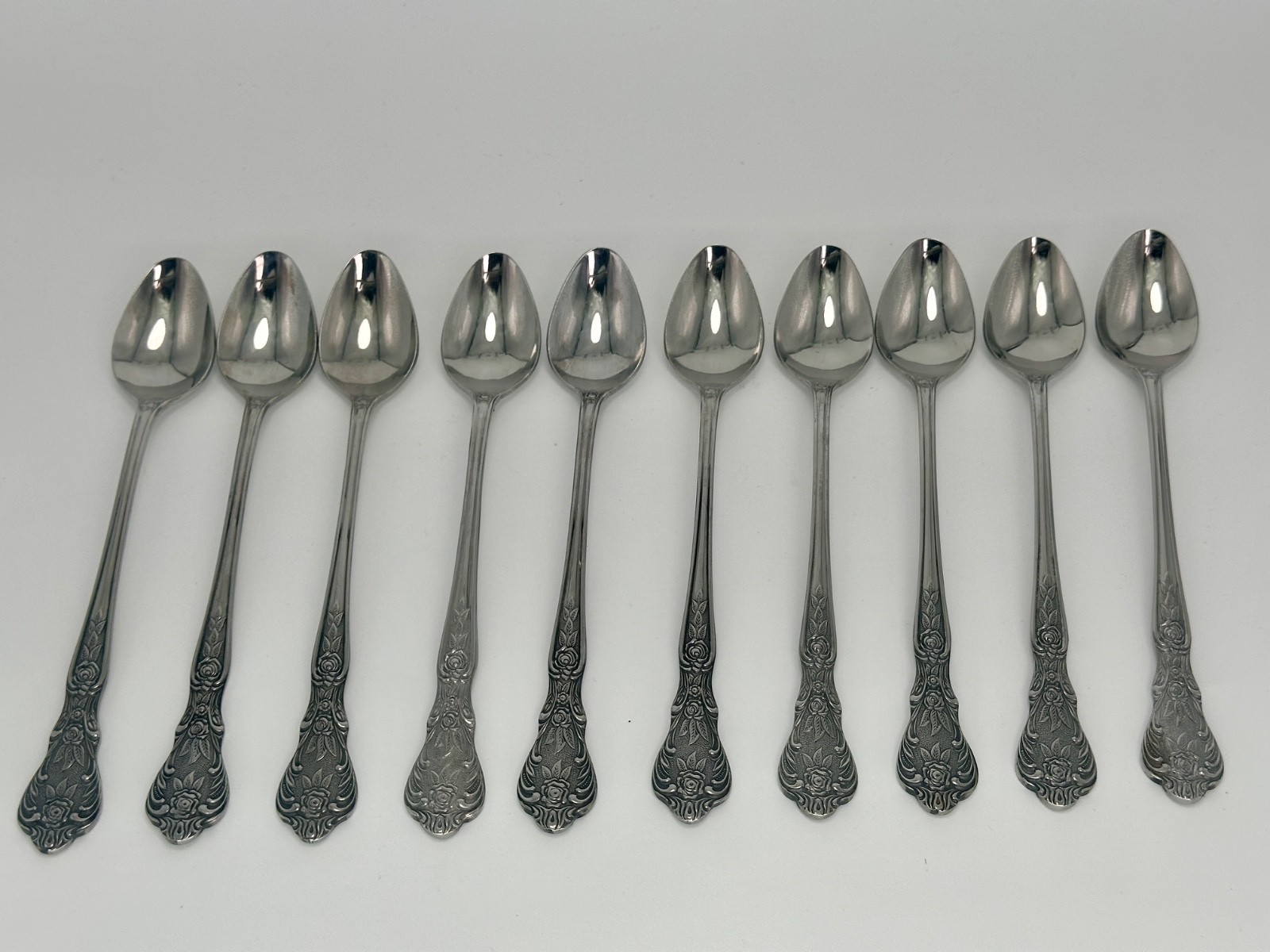 Set of 10 Rose by MSI Stainless Japan Long Iced Tea Spoons