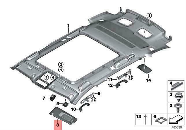 BMW G30 G31 518D 520D ED 520DX 520I 1.6 SUN VISOR RIGHT 51167419452 NO🇺🇸DUTIES