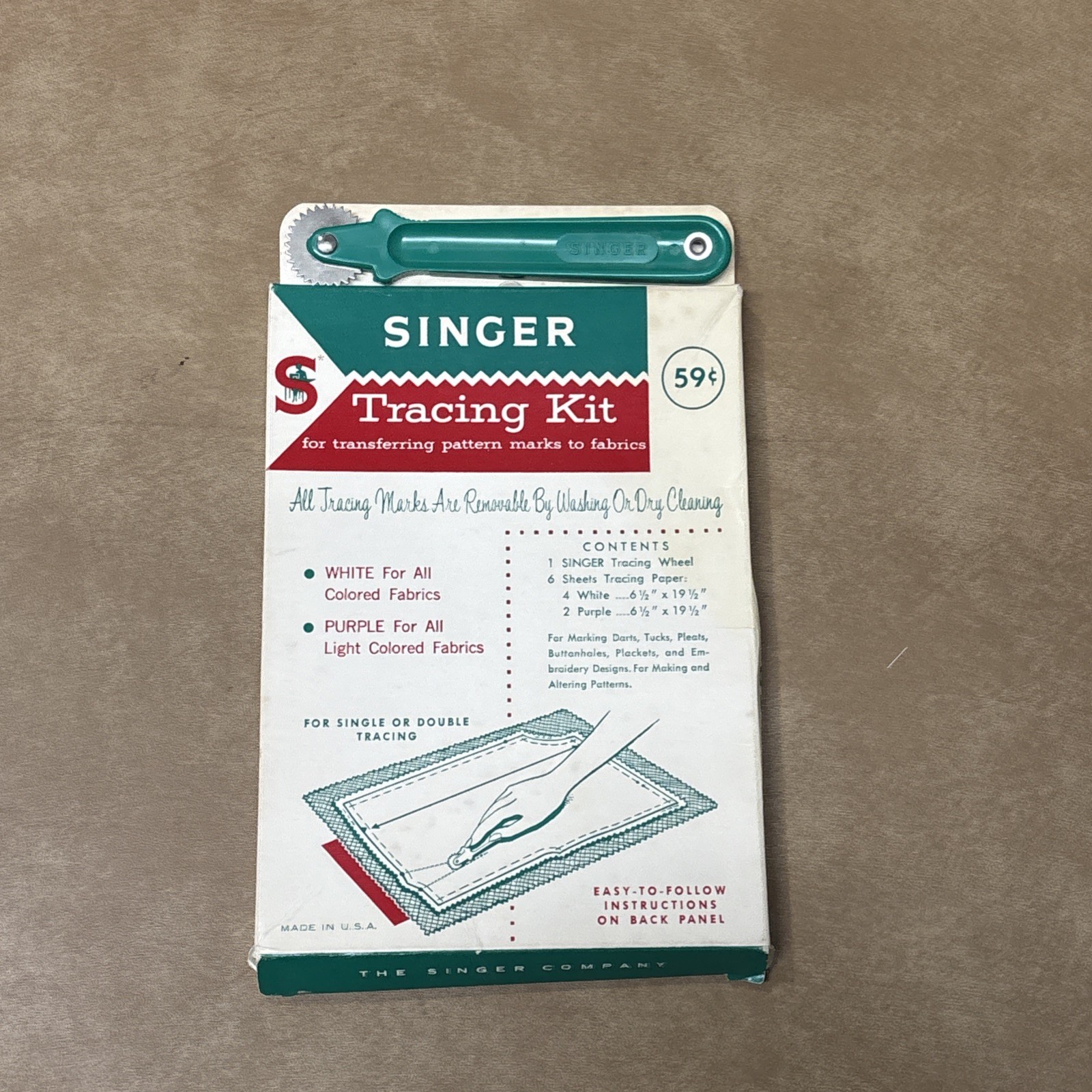 Singer Tracing Kit Made in USA New Old Stock Style C-5 White and Purple