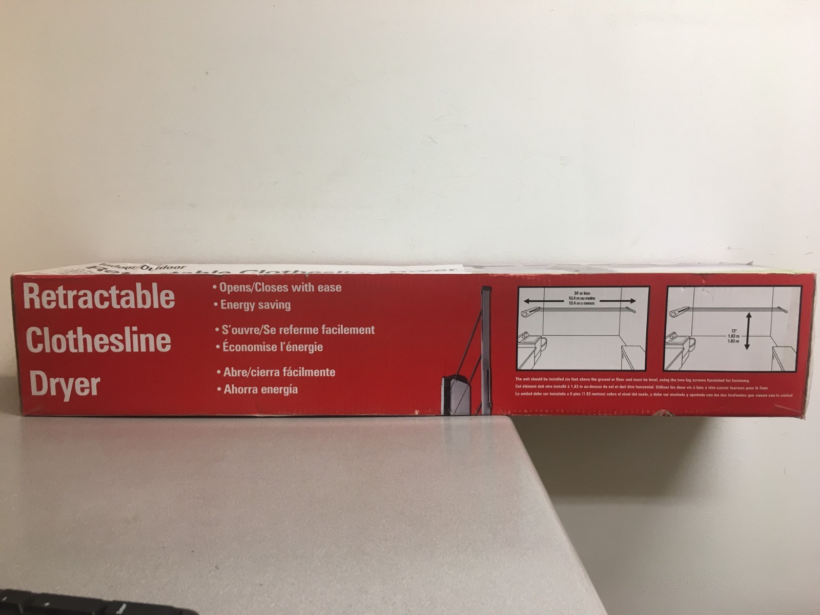 Household Essentials 15-7 37 in. Polyester Retractable Clothesline w/Hardware