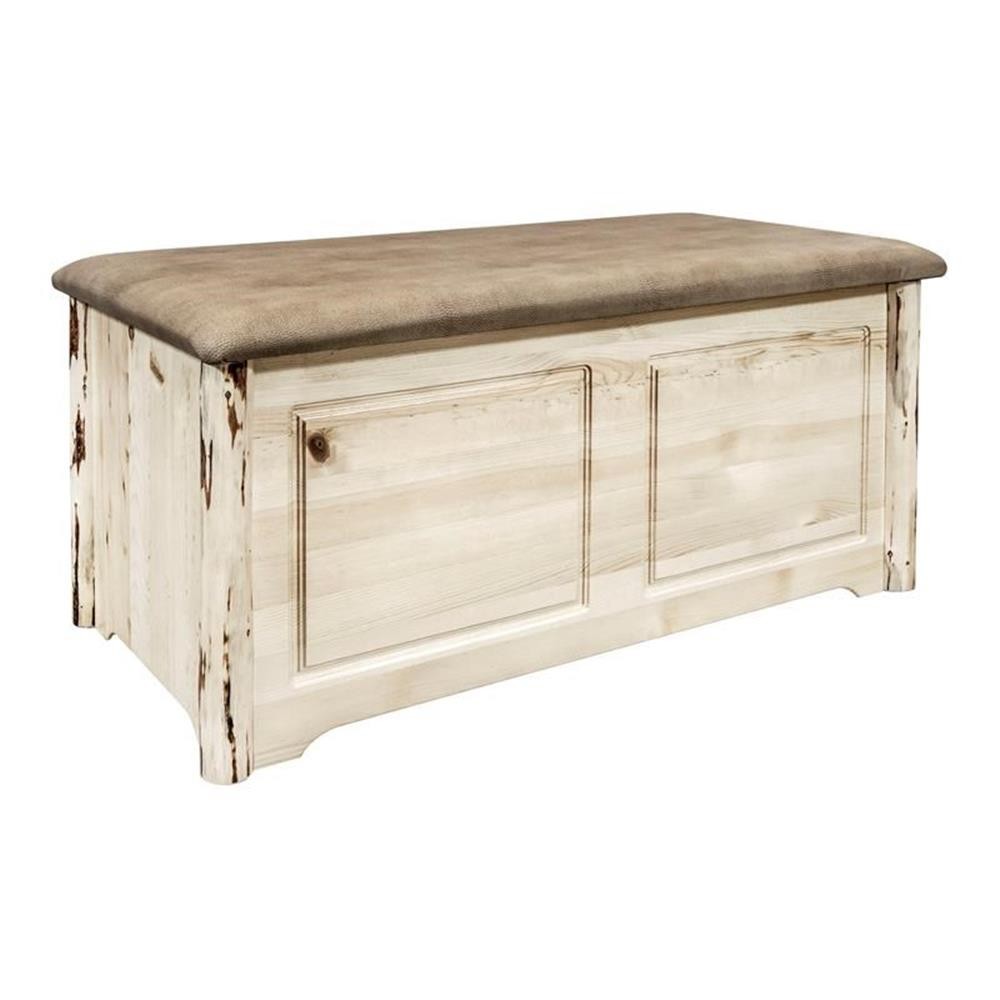 Montana Woodworks Small Transitional Pine Wood Blanket Chest in Natural