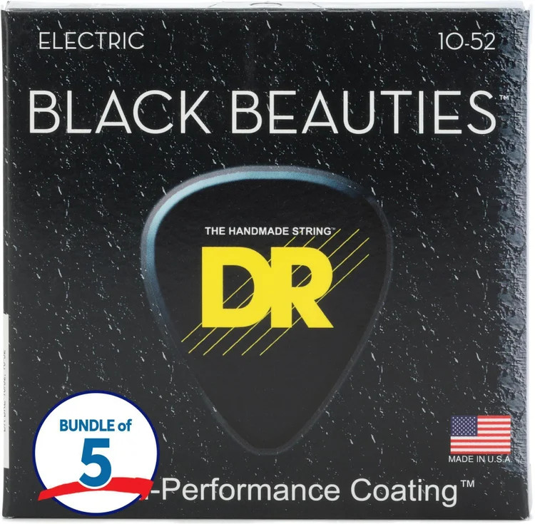 DR Strings BKE-10/52 Black Beauties K3 Coated Electric Guitar Strings -