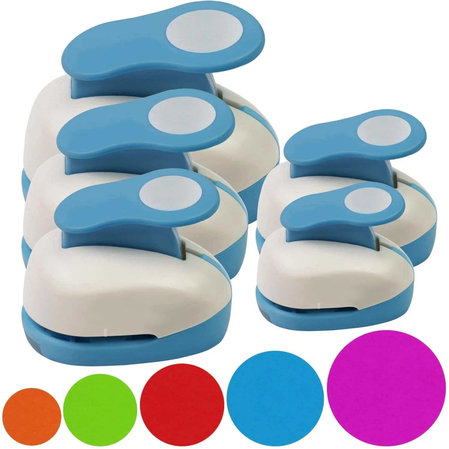 Set 5 Circle Paper Punch 0.3'' / 0.6'' / 1'' / 1.5'' / 2'', Scrapbooking Hole Pu