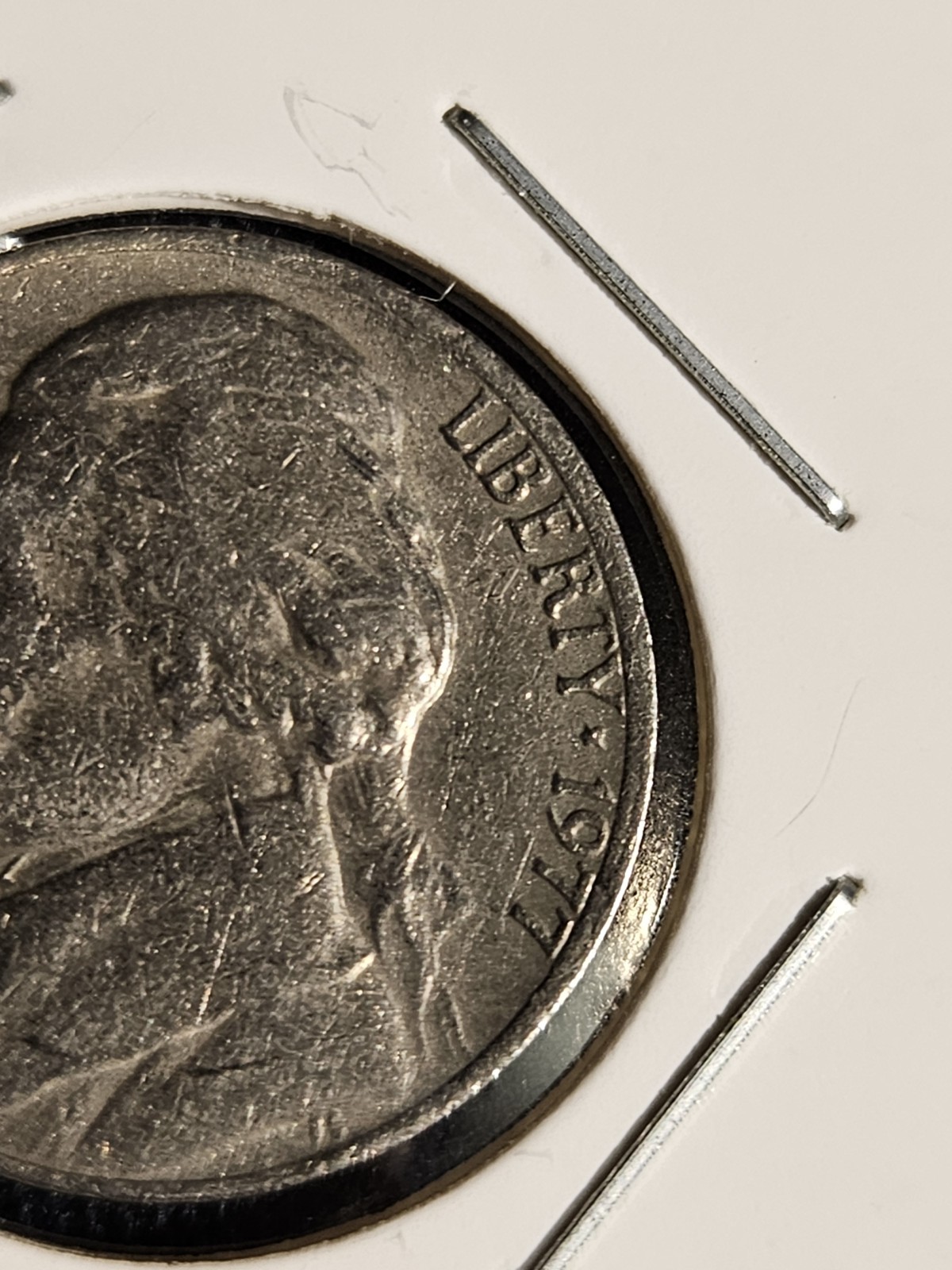 1977 Jefferson Nickel Errors No Mint Mark, (VF)