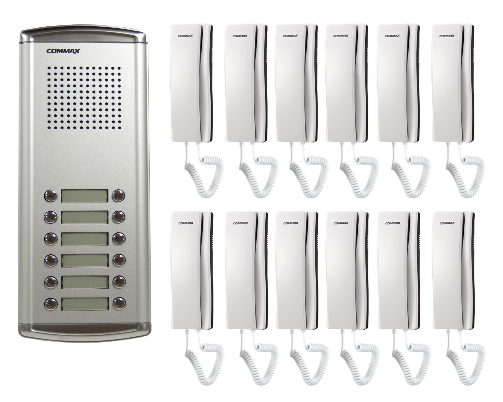 COMMAX 12-Apartment Audio Intercom KIT DR-12AM x1/ DP-SS x12/12V Power Supply x1