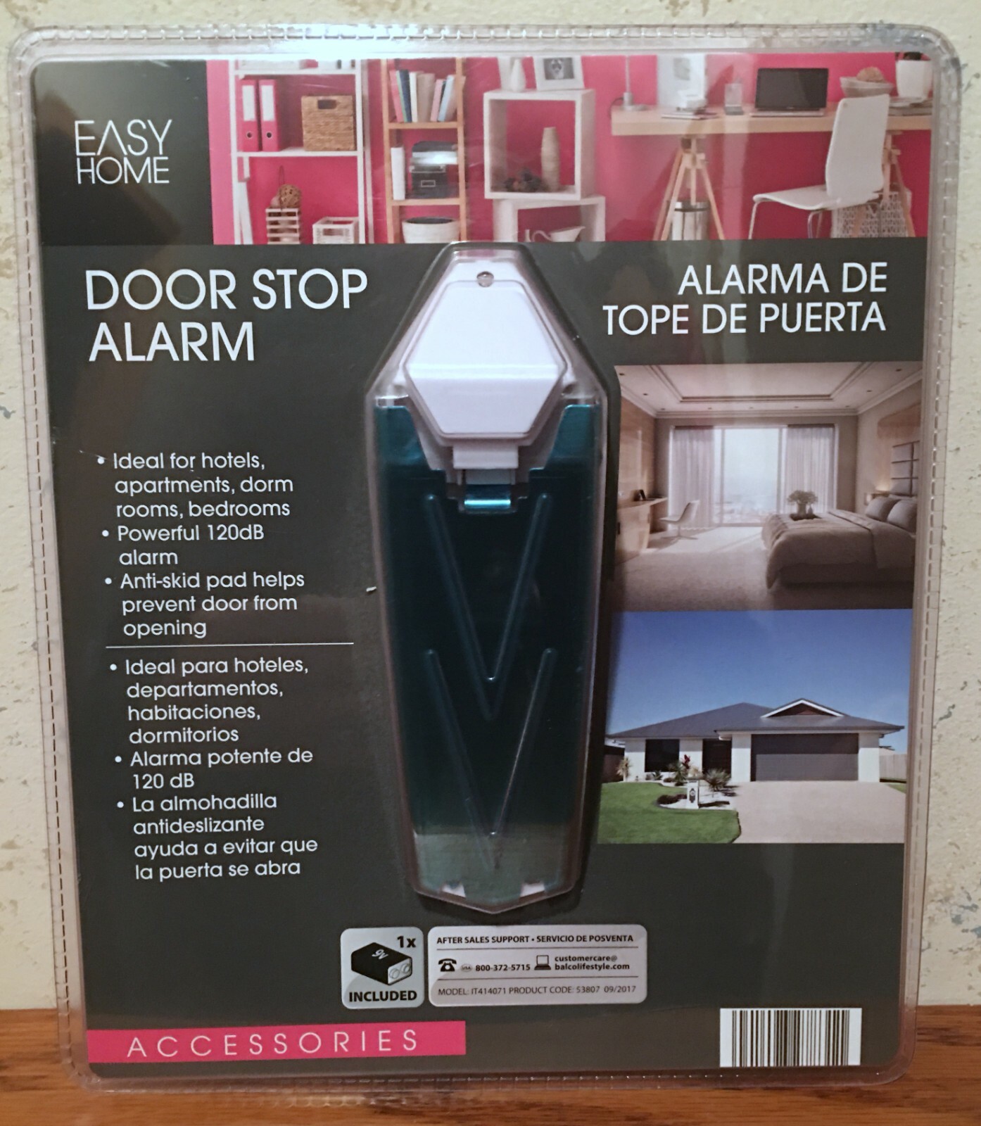 Easy Home Door Stop Alarm 120dB Ant-Skid Pad IT414071 NEW SEALED FREE SHIPPING