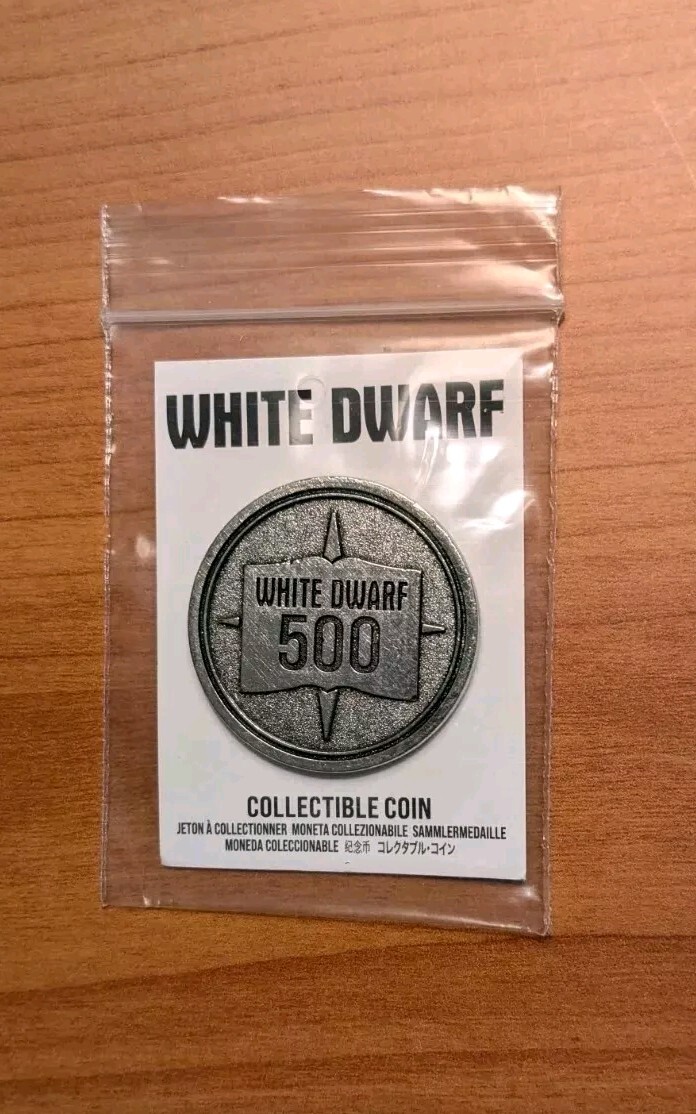White Dwarf 500 metal coin warhammer store promo