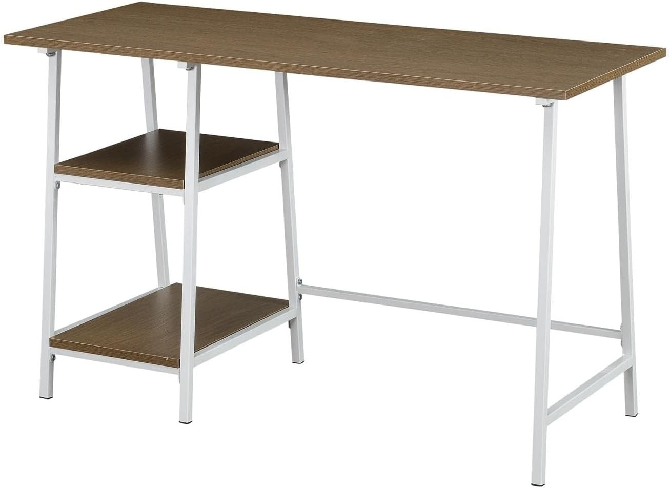 Designs2Go Trestle Wood Metal Desk, Driftwood/White