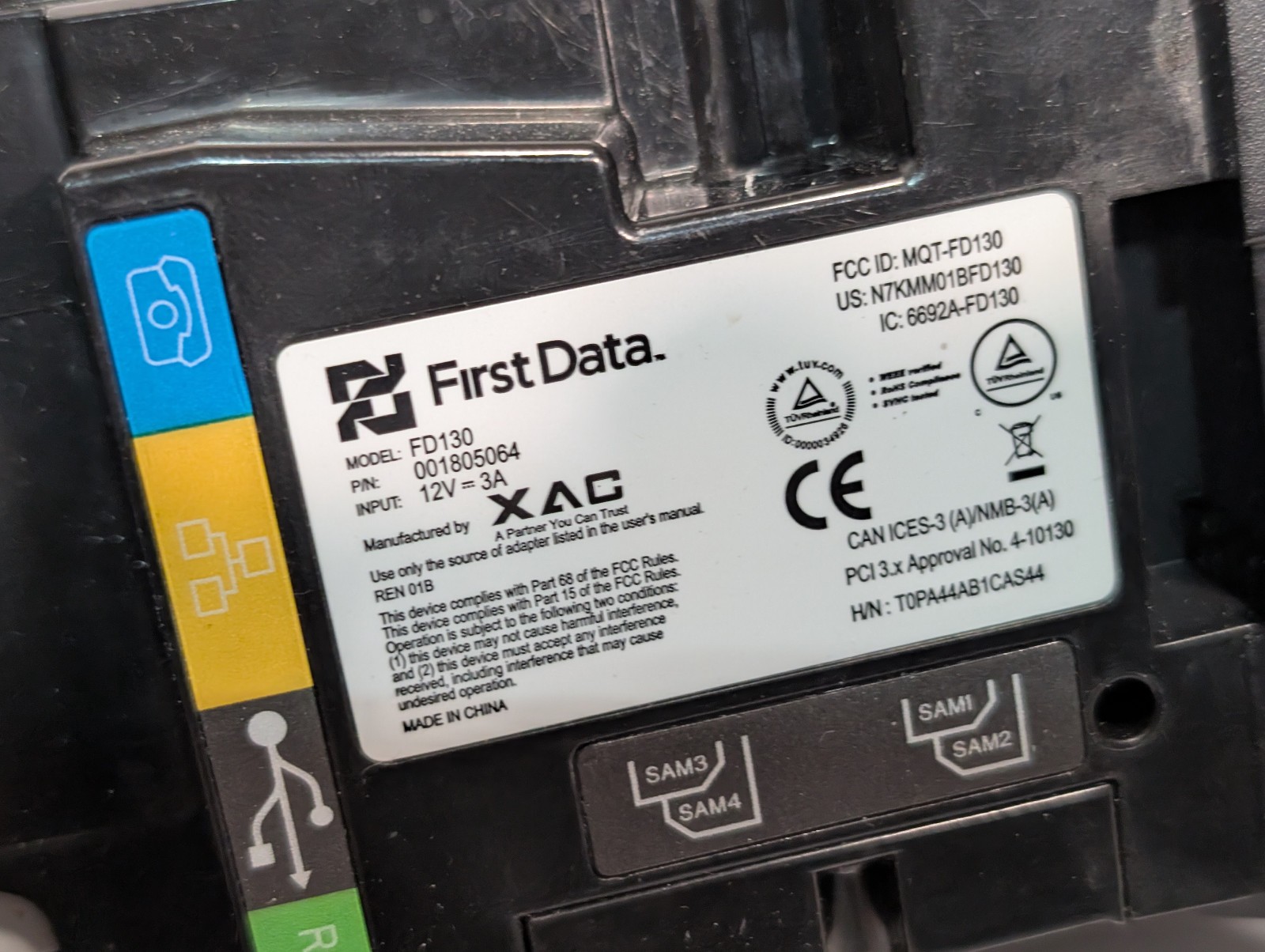 XAC/First Data FD130 Credit Card Processor Receipt Printer, 001805064, 12VDC, 3A