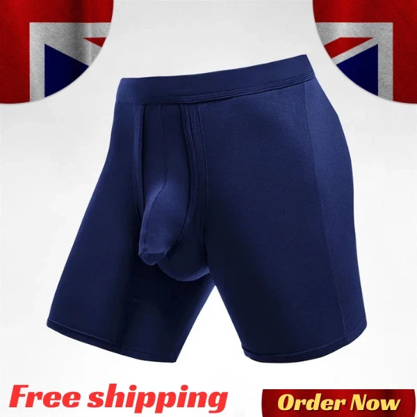 Men Bamboo Long Leg Boxer Briefs Soft Comfort Breathable Underwear