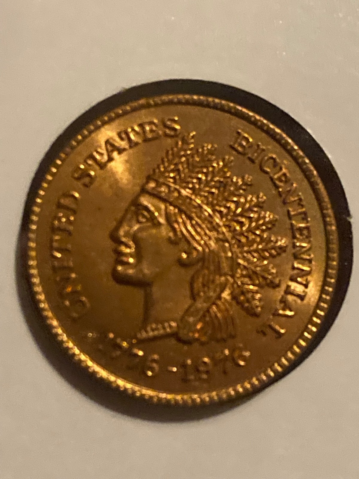 1776 -1976 Bicentennial Indian Mad Anthony Wayne 20 MM Copper