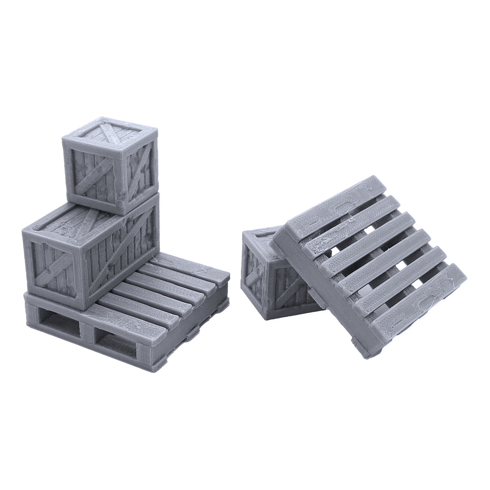 Rustic Crates and Pallets, 3D Printed Tabletop RPG Scenery and Wargame Terrain