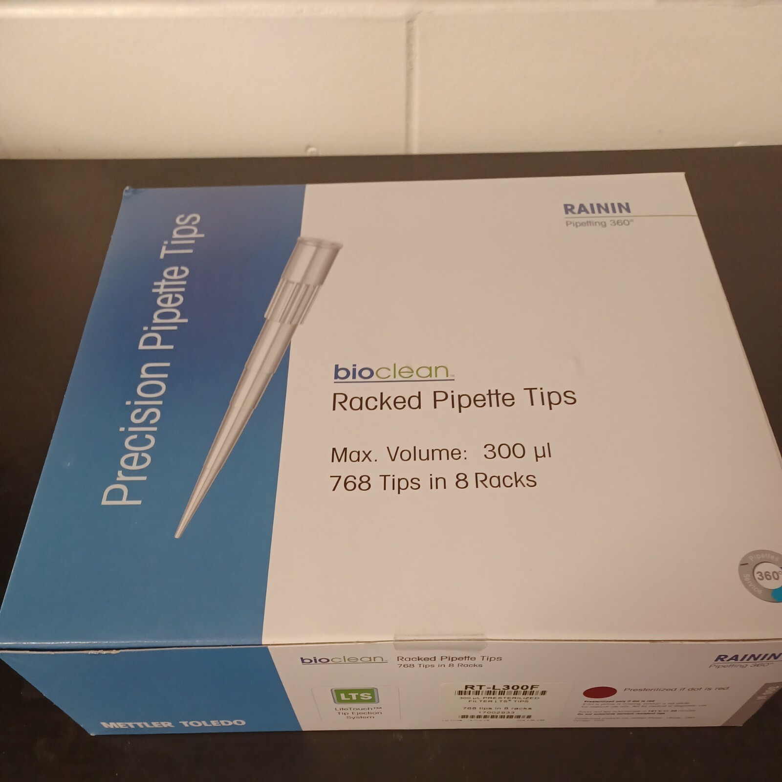 BioClean Ultra Pipette Tips in Hinged Racks 300uL 768 Tips Sealed