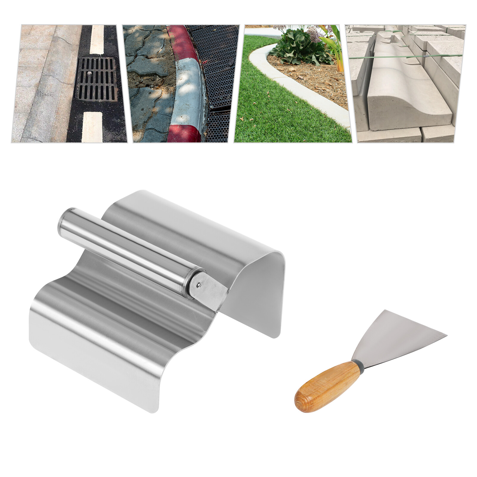 Landscape Curb Trowel Concrete Curbing Trowel with Putty Blade Stainless Steel