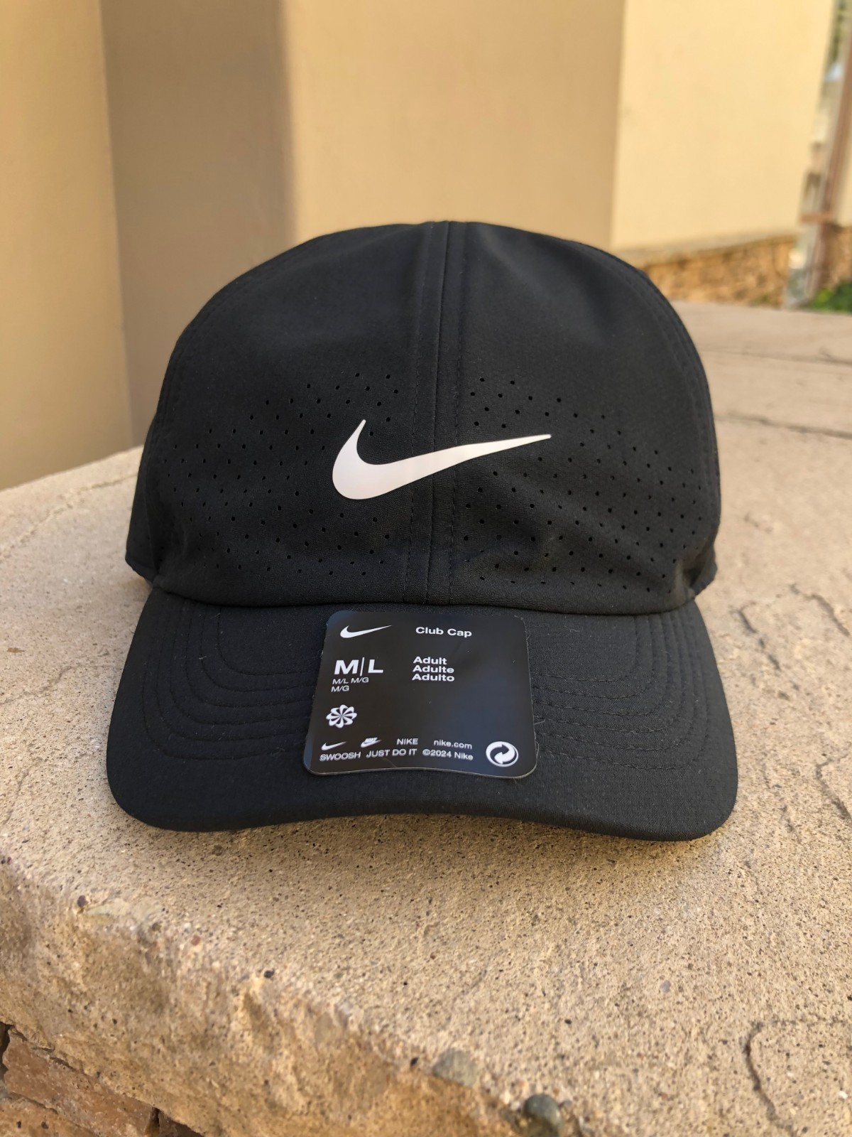 M/L Nike Dri-Fit ADV Club Unstructured Hat Cap FB5598-010 Black White Tennis