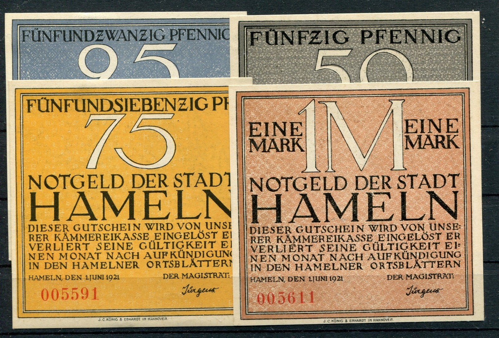 Hameln 4 Bills Emergency Money Series Compl