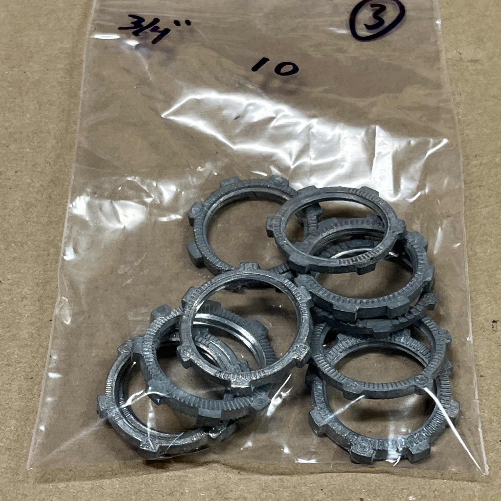 QTY 10) 3/4″ EMT Conduit Die-Cast Rigid Conduit Locknut with Locking Ridges