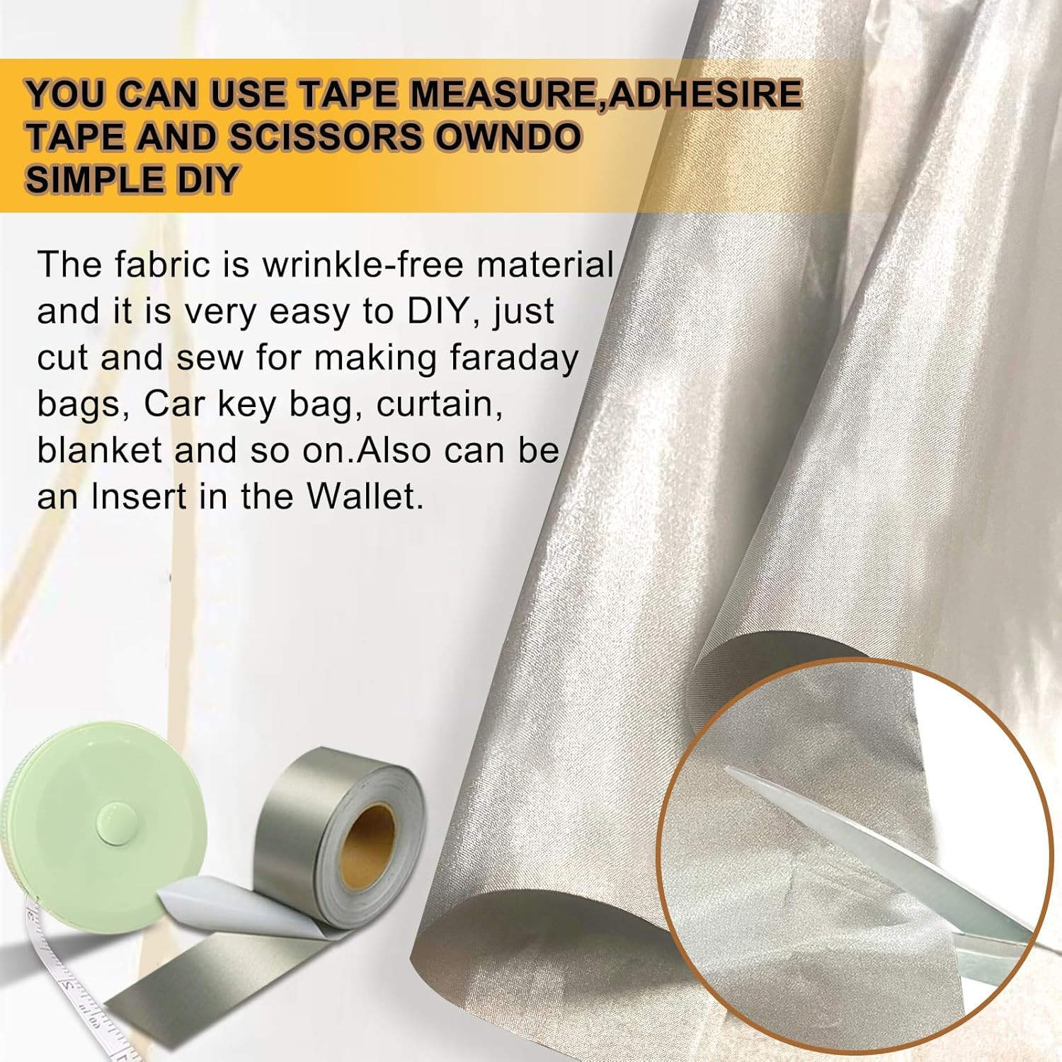 Faraday Fabric 43" W�118" L(Big 3 Yards)+1.18" W�314" L Faraday Tape, Faraday...