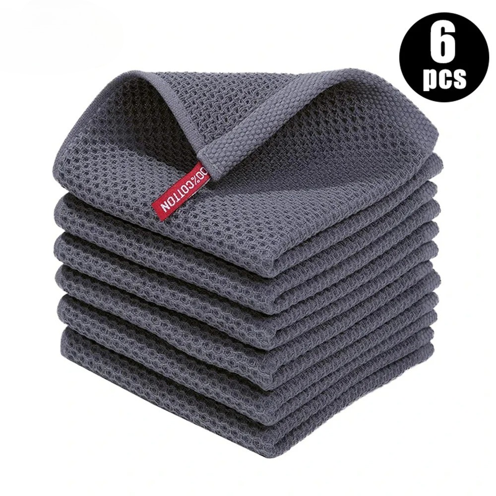 4/6Pcs Cotton Kitchen Towels Soft Dishcloth Magic Cleaning Cloth Absorbent Clean