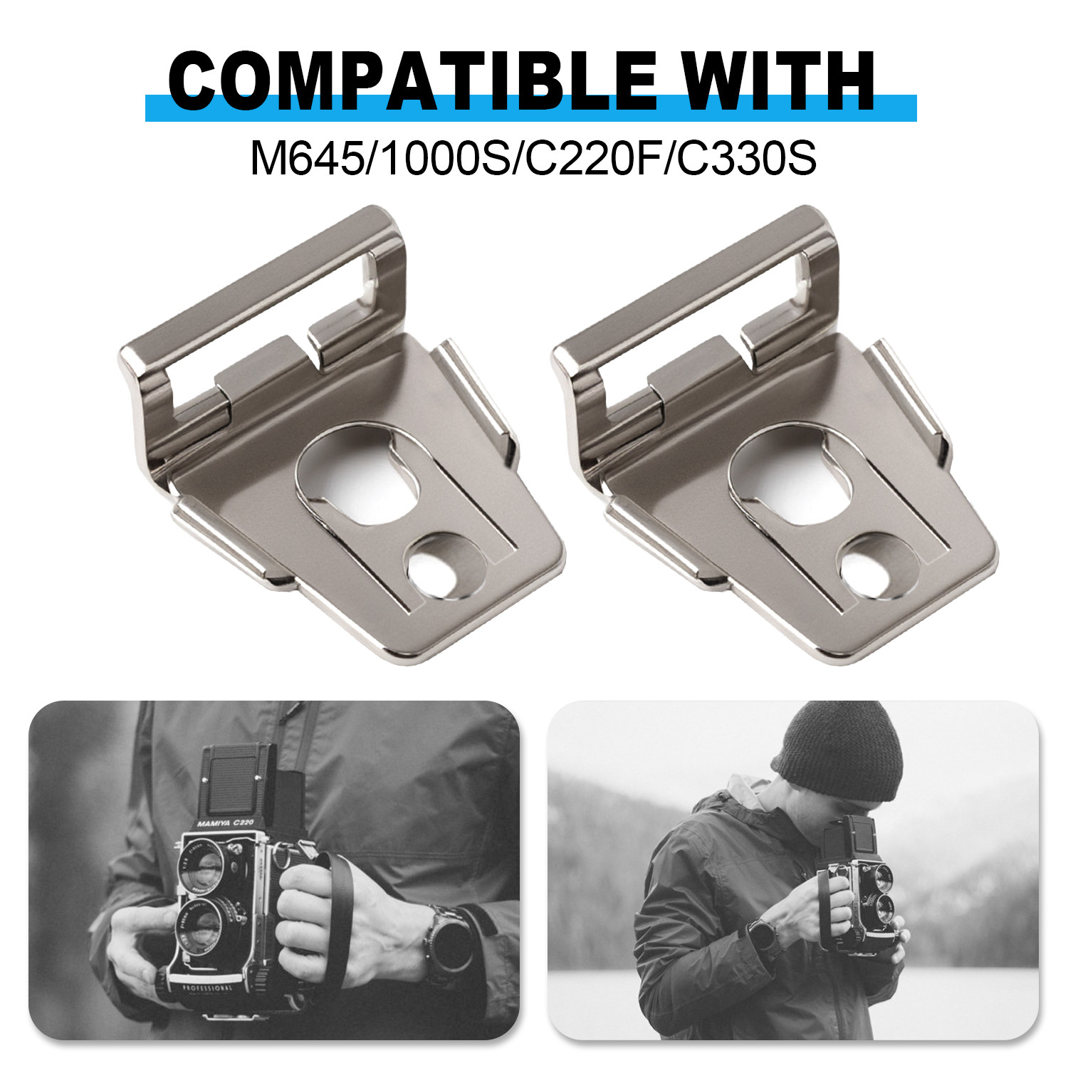 2PCS Lugs Shoulder Strap Adapter Clips For Mamiya M645/1000S/C220F/C330S Camera