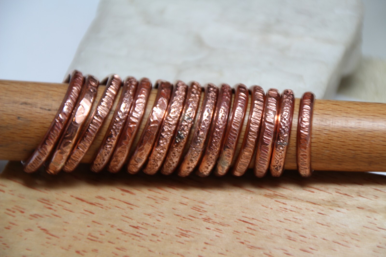 Copper Ring Stackable Hammered Rings band Size 14.5 Wedding Ring 3mm width