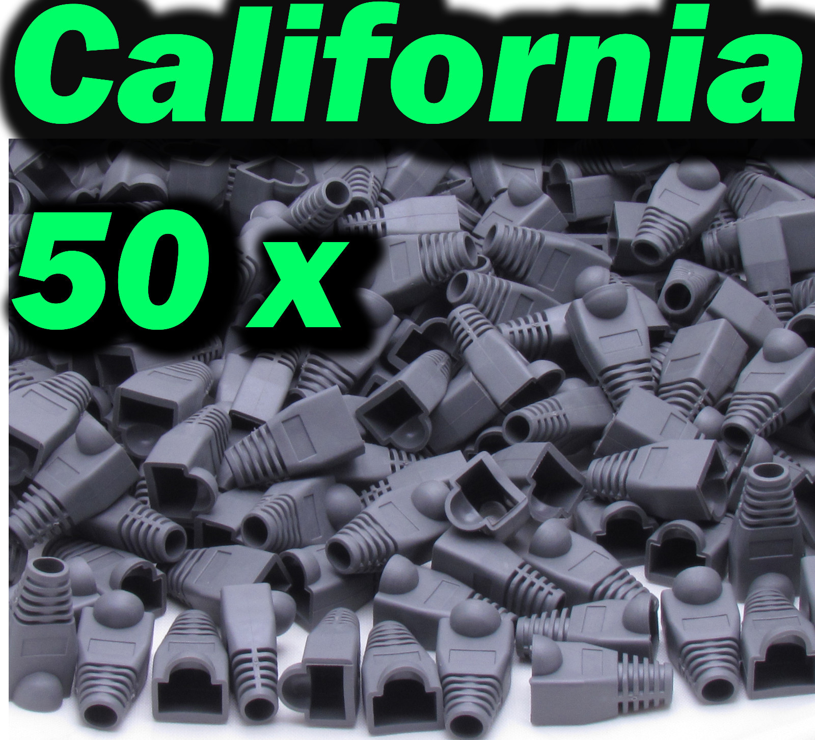 Lot 50 x Gray RJ45 Connector Cat5 Modular End Cap Boot Head Plug Cat6 Cable 5E