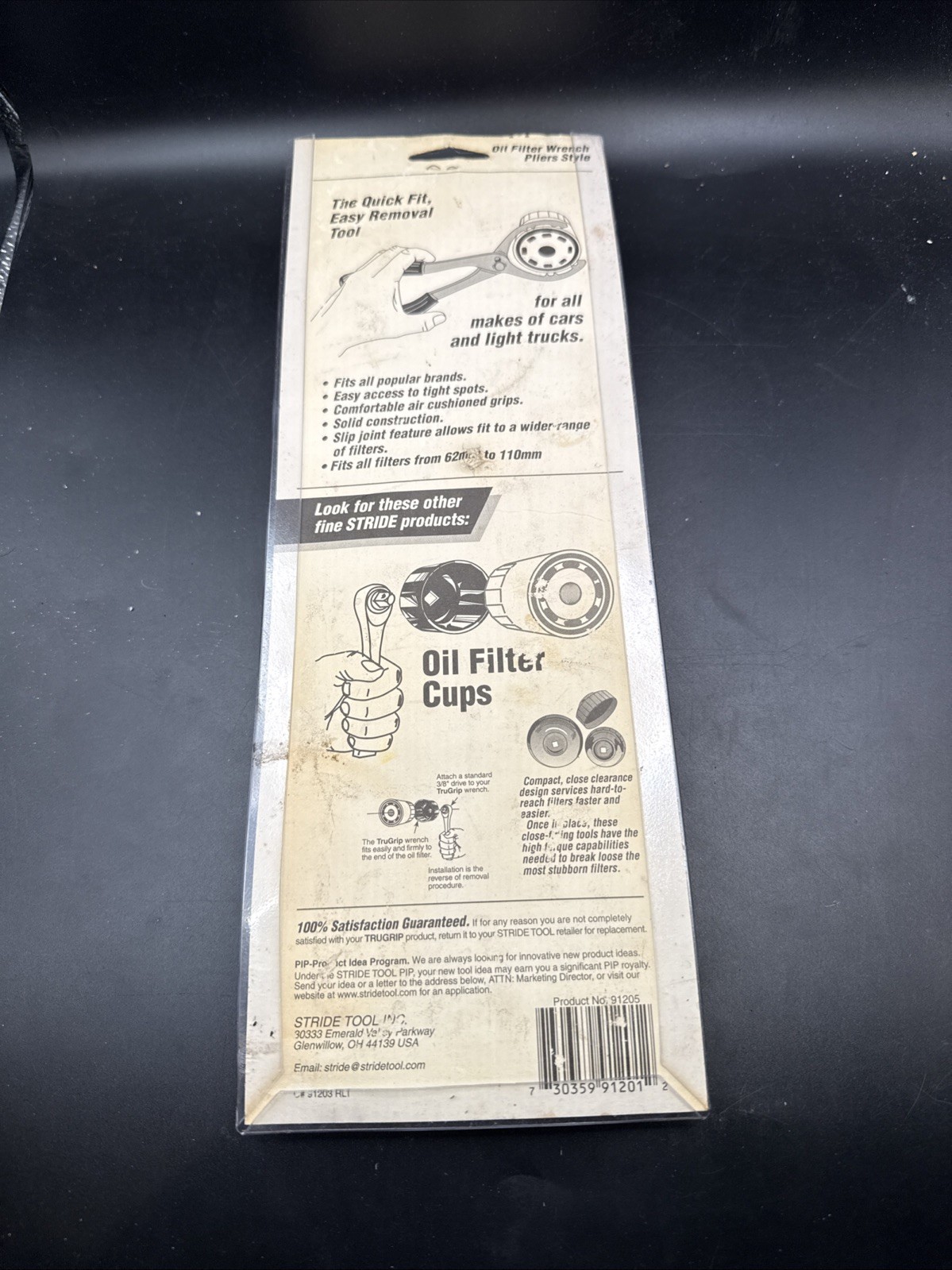 Stride tools Tru Grip OIL FILTER Pliers Adjustable USA