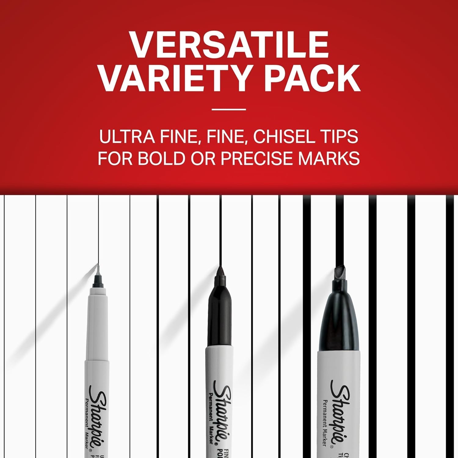 6 Count Black Permanent Markers Set with Fine, Ultra-Fine, & Chisel Tip Options